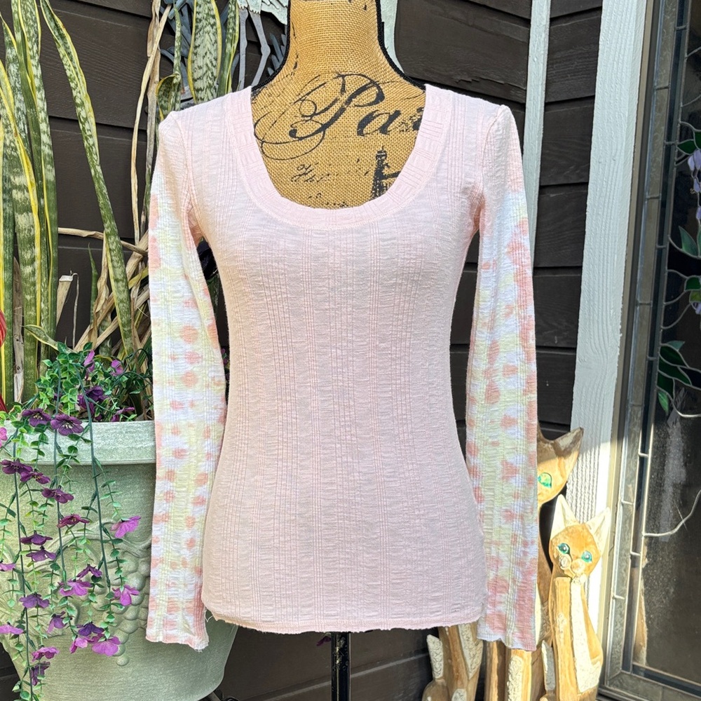 We The Free Light Peach Textured Blouse